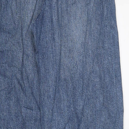 Marks and Spencer Womens Blue Cotton Mom Jeans Size 8 L29 in Slim Zip