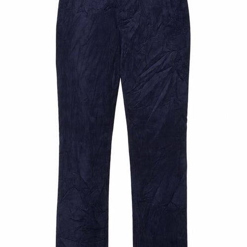 Marks and Spencer Womens Blue Cotton Trousers Size 8 L29 in Extra-Slim Zip