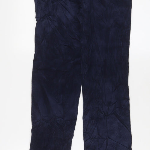 Marks and Spencer Womens Blue Cotton Trousers Size 8 L29 in Extra-Slim Zip