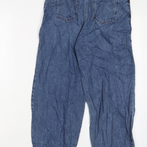 Marks and Spencer Womens Blue Cotton Mom Jeans Size 6 L26 in Regular Zip