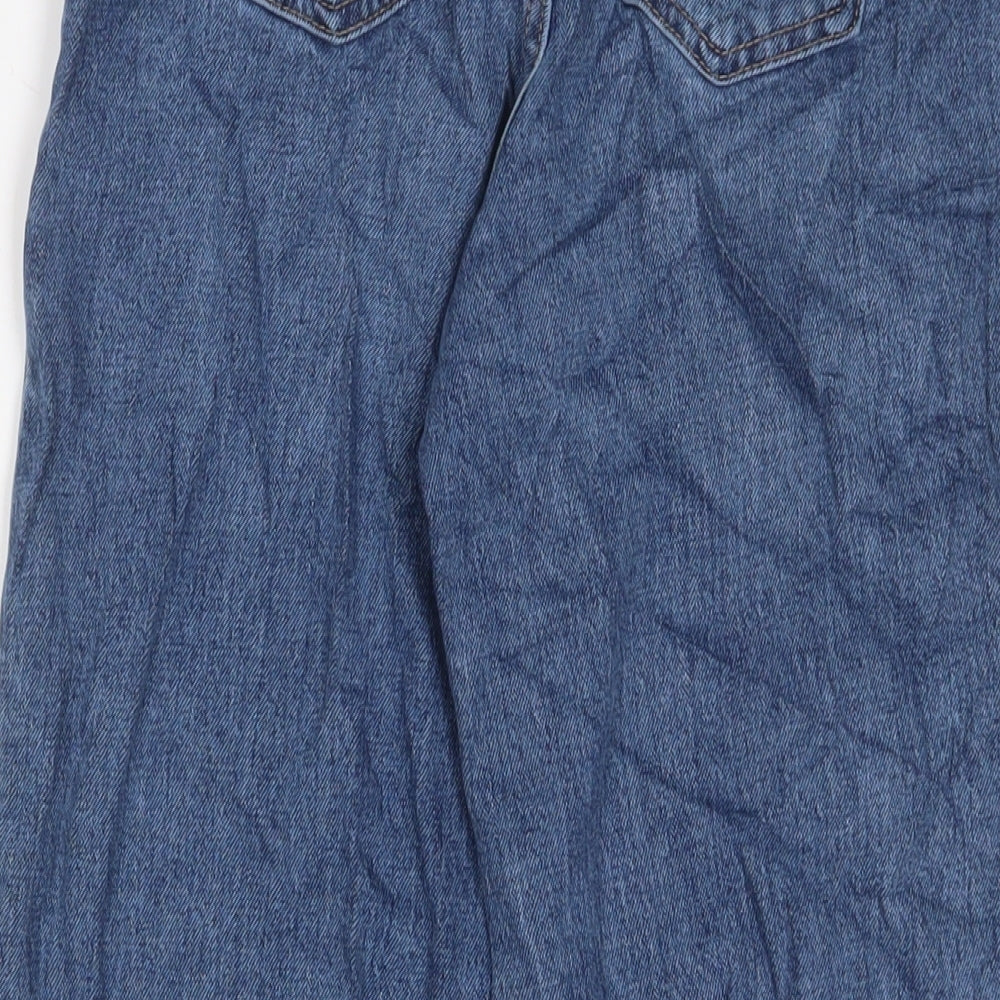 Marks and Spencer Womens Blue Cotton Mom Jeans Size 6 L26 in Regular Zip