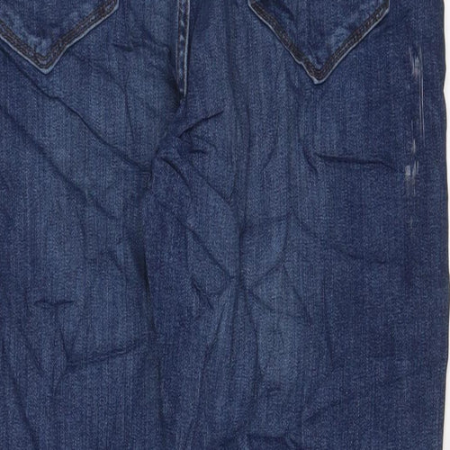 Marks and Spencer Womens Blue Cotton Tapered Jeans Size 34 in L29 in Regular Zip - Short Leg