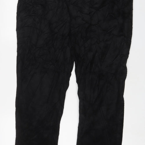 Marks and Spencer Womens Black Cotton Trousers Size 22 L30 in Regular Zip