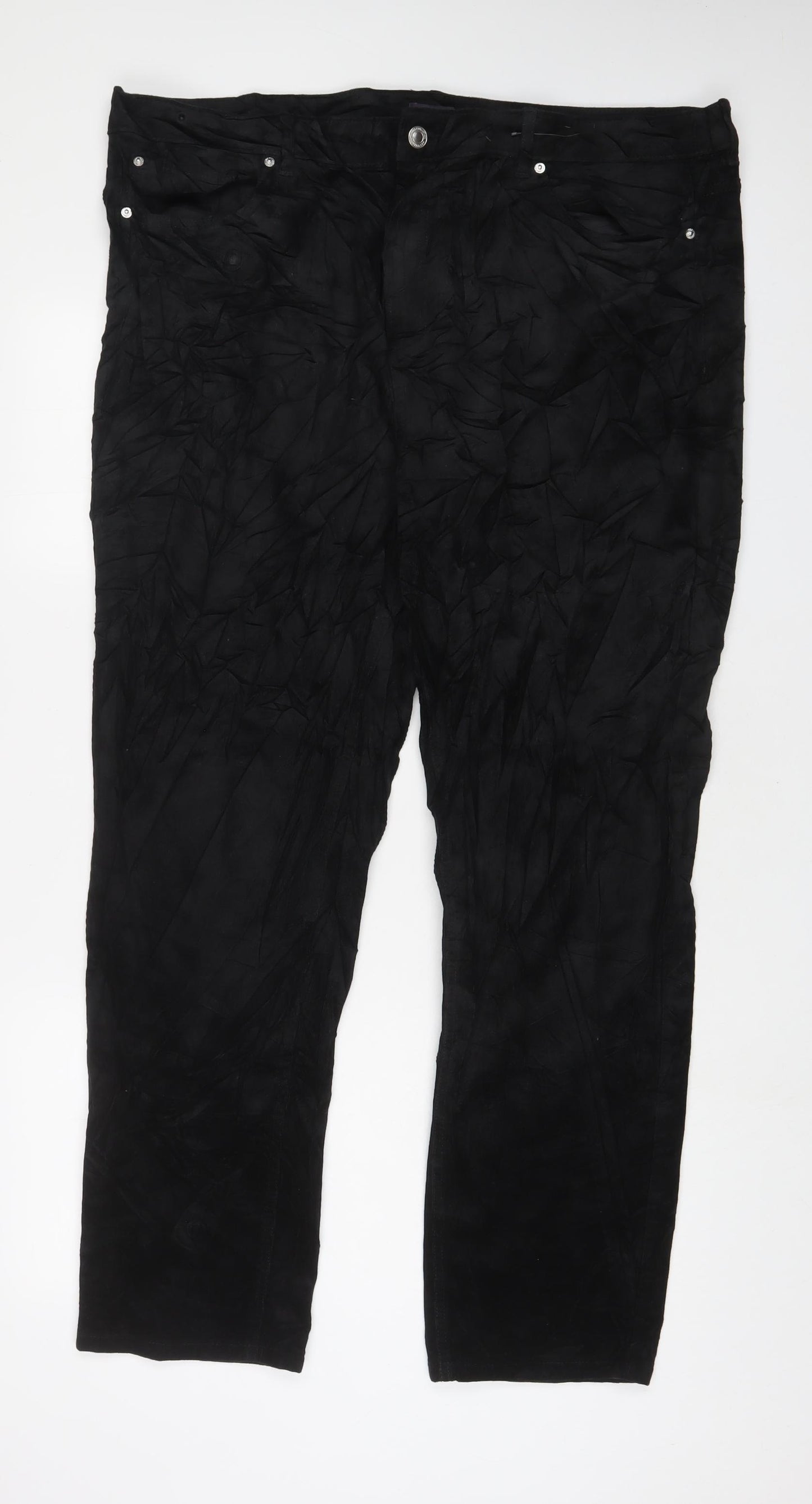 Marks and Spencer Womens Black Cotton Trousers Size 22 L30 in Regular Zip