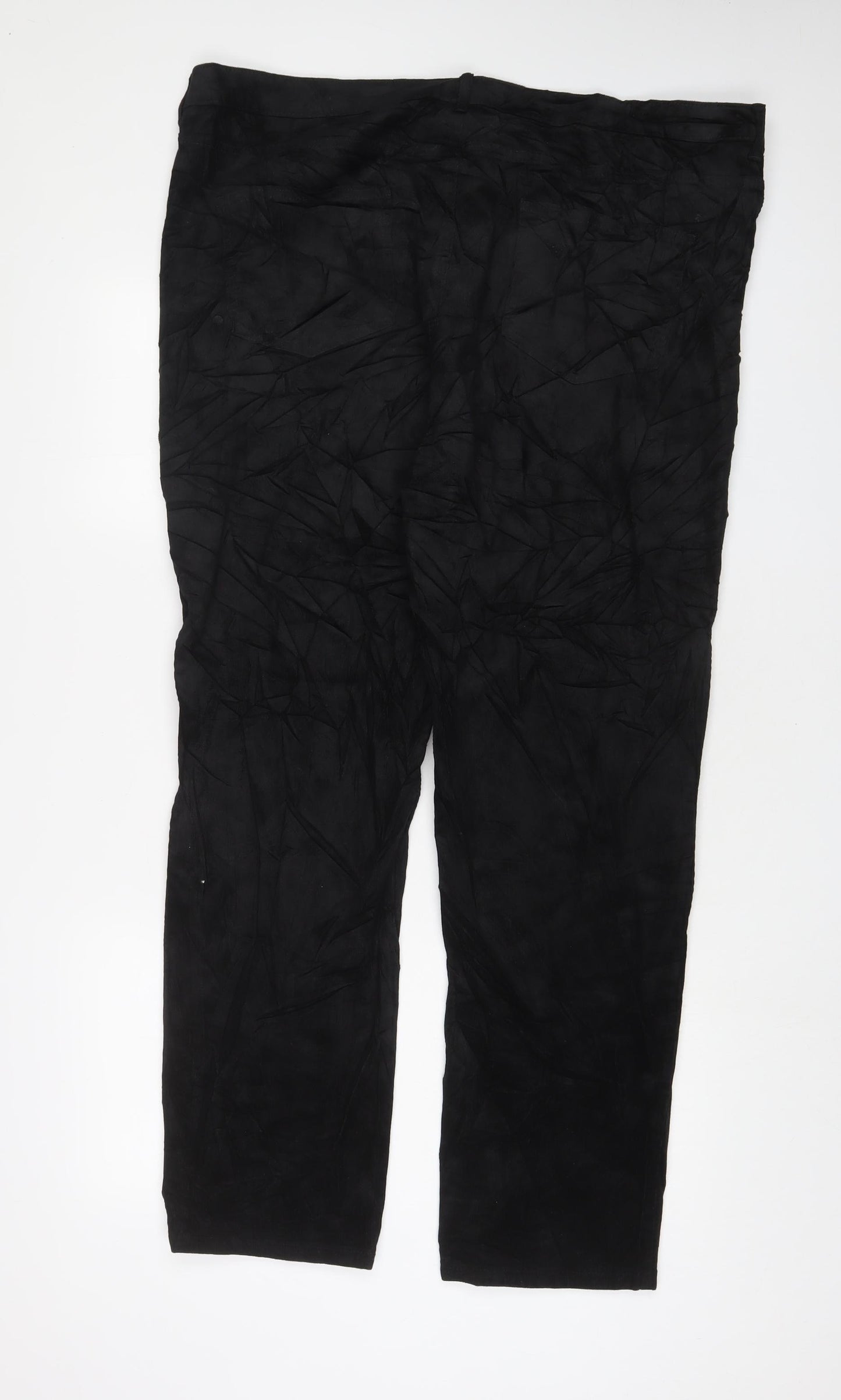 Marks and Spencer Womens Black Cotton Trousers Size 22 L30 in Regular Zip