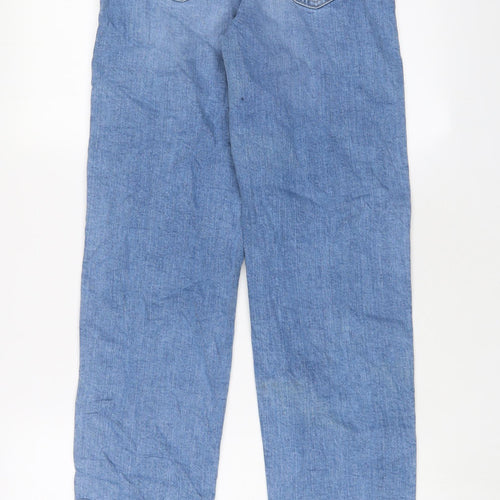 Marks and Spencer Womens Blue Cotton Boyfriend Jeans Size 6 L32 in Regular Zip