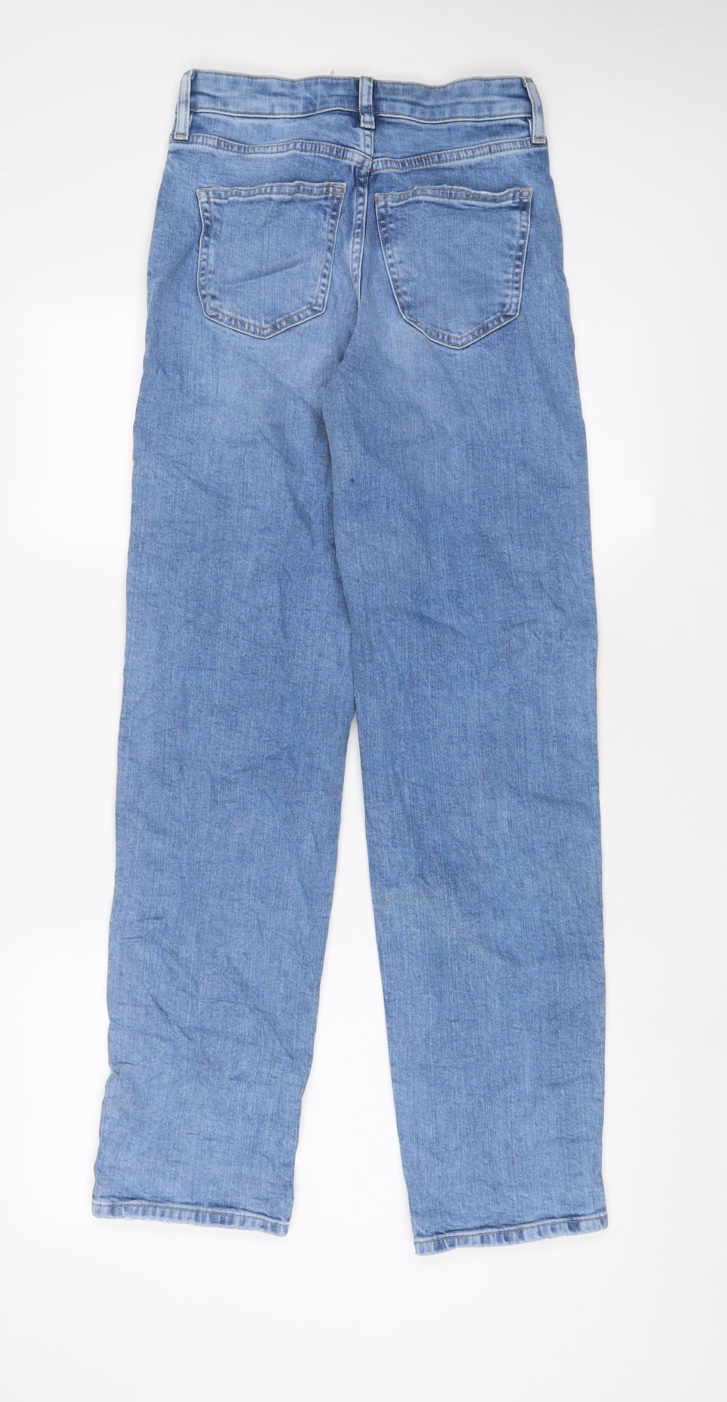 Marks and Spencer Womens Blue Cotton Boyfriend Jeans Size 6 L32 in Regular Zip