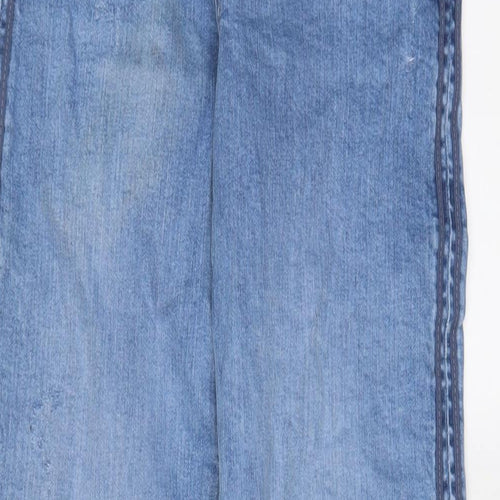 Marks and Spencer Womens Blue Cotton Boyfriend Jeans Size 6 L32 in Regular Zip