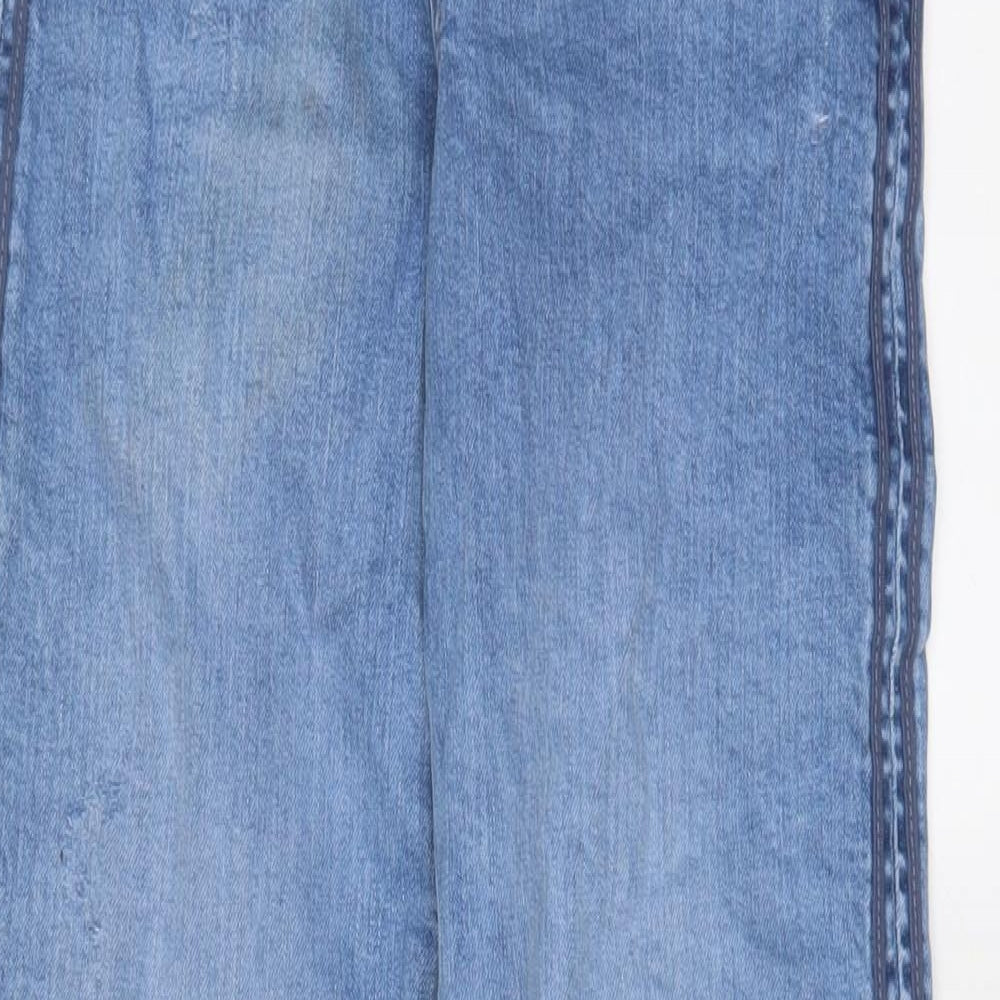Marks and Spencer Womens Blue Cotton Boyfriend Jeans Size 6 L32 in Regular Zip
