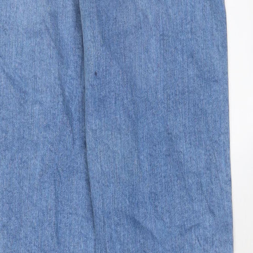 Marks and Spencer Womens Blue Cotton Boyfriend Jeans Size 6 L32 in Regular Zip
