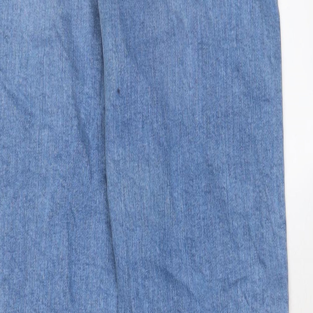 Marks and Spencer Womens Blue Cotton Boyfriend Jeans Size 6 L32 in Regular Zip