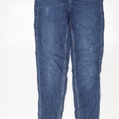 Marks and Spencer Womens Blue Cotton Skinny Jeans Size 6 L29 in Regular Zip