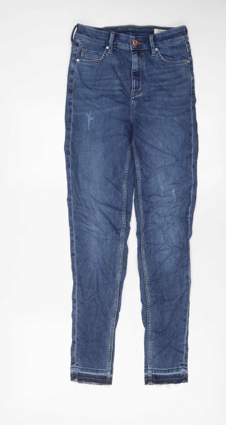 Marks and Spencer Womens Blue Cotton Skinny Jeans Size 6 L29 in Regular Zip