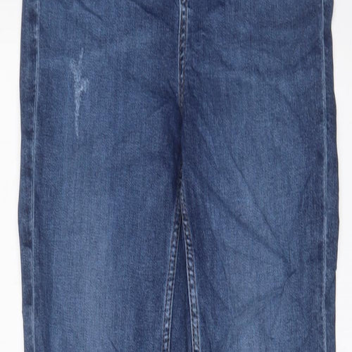 Marks and Spencer Womens Blue Cotton Skinny Jeans Size 6 L29 in Regular Zip