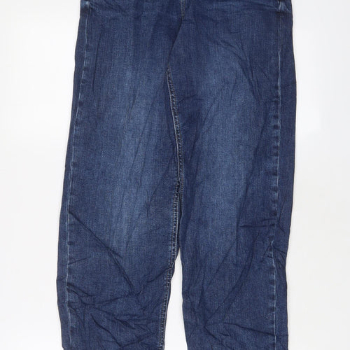 Marks and Spencer Womens Blue Cotton Boyfriend Jeans Size 6 L30 in Regular Zip