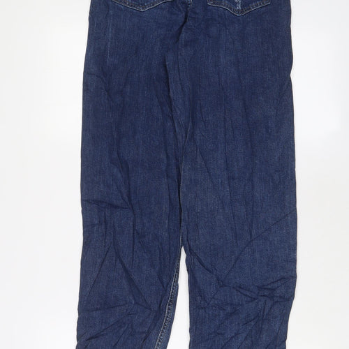 Marks and Spencer Womens Blue Cotton Boyfriend Jeans Size 6 L30 in Regular Zip