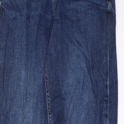 Marks and Spencer Womens Blue Cotton Boyfriend Jeans Size 6 L30 in Regular Zip