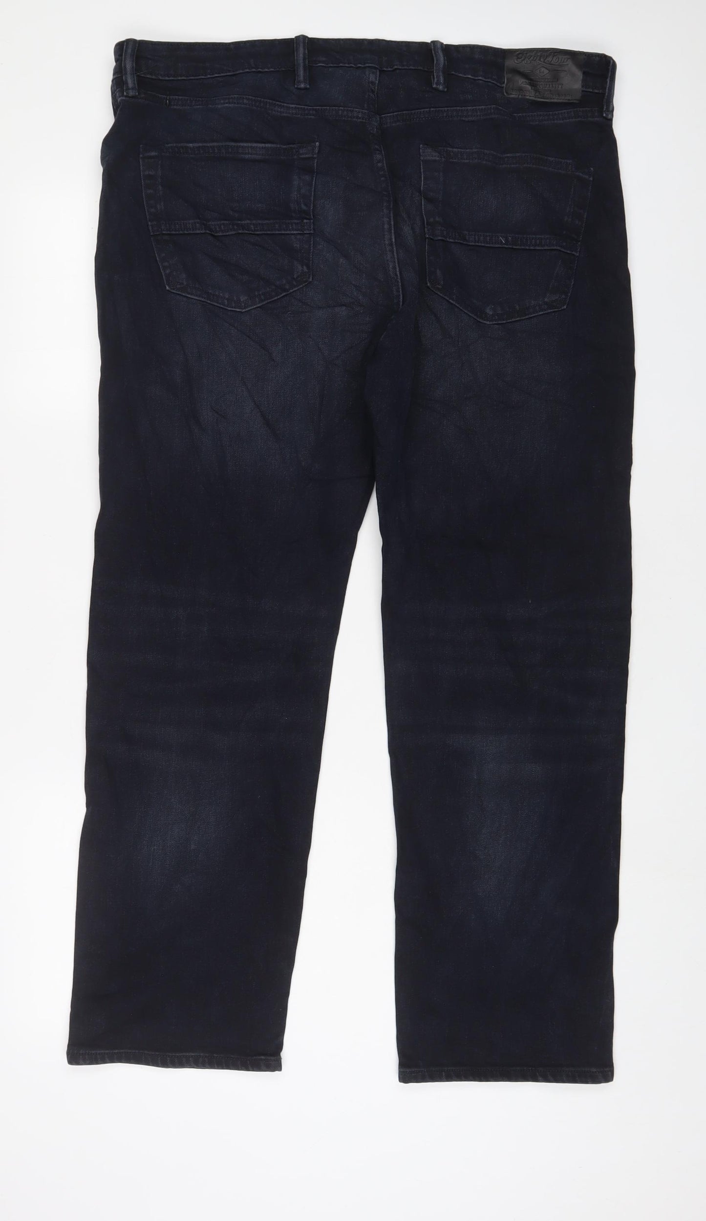 Marks and Spencer Mens Blue Cotton Straight Jeans Size 38 in L29 in Regular Zip - Short Leg