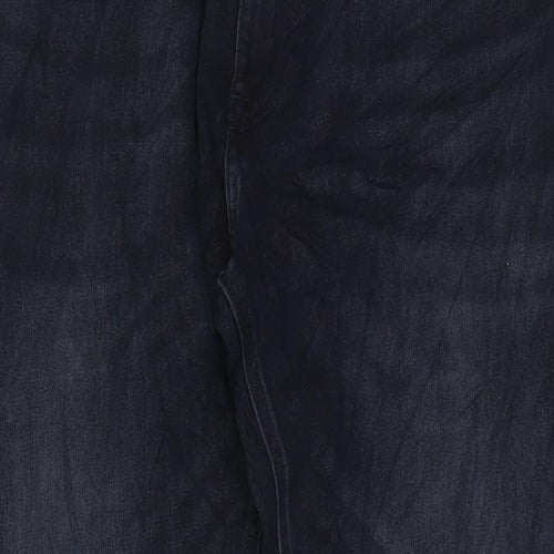 Marks and Spencer Mens Blue Cotton Straight Jeans Size 38 in L29 in Regular Zip - Short Leg