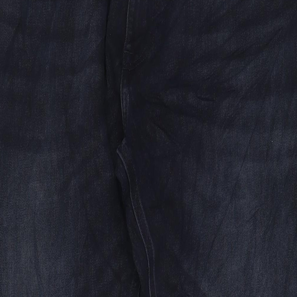 Marks and Spencer Mens Blue Cotton Straight Jeans Size 38 in L29 in Regular Zip - Short Leg