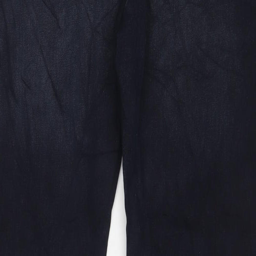 Marks and Spencer Mens Blue Cotton Straight Jeans Size 38 in L29 in Regular Zip - Short Leg