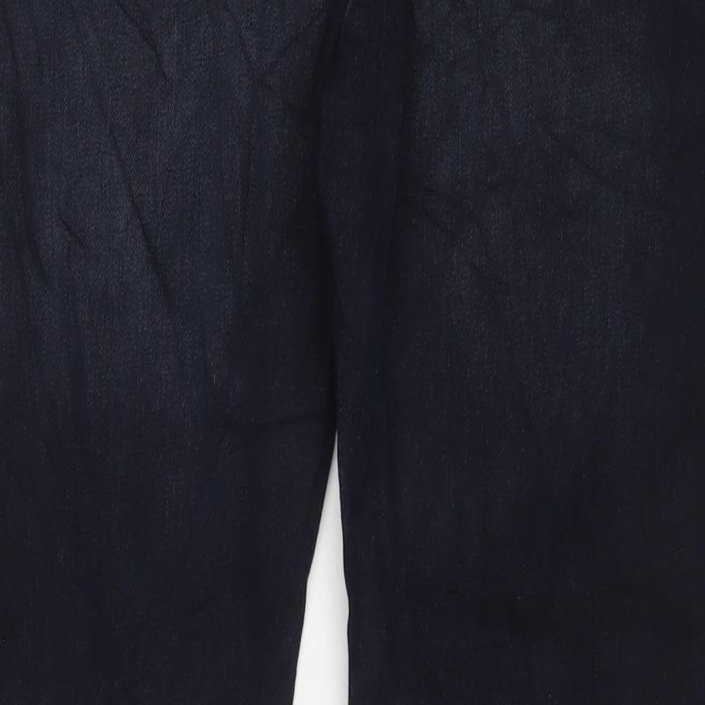 Marks and Spencer Mens Blue Cotton Straight Jeans Size 38 in L29 in Regular Zip - Short Leg