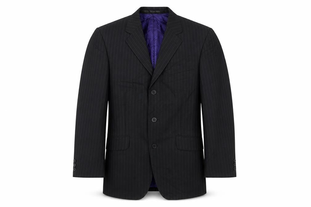 Front view of Burton men’s grey wool jacket suit jacket, size 36, regular