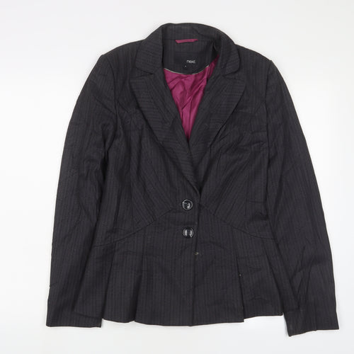 NEXT Womens Grey Striped Jacket Blazer Size 10 Button