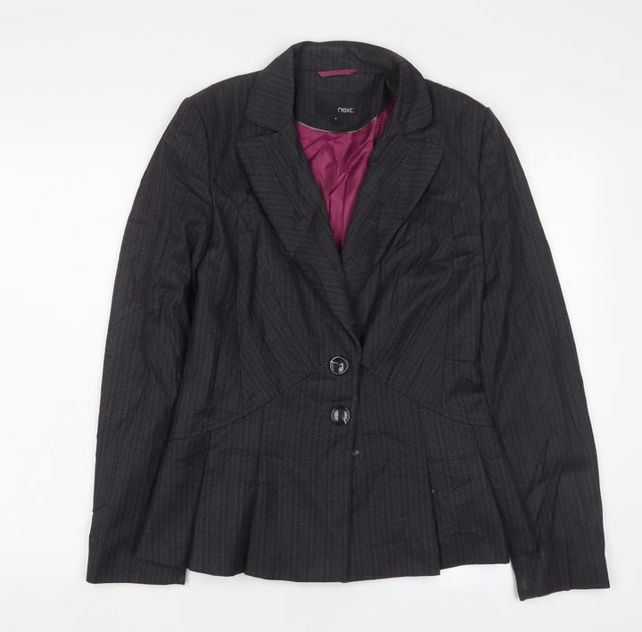 NEXT Womens Grey Striped Jacket Blazer Size 10 Button