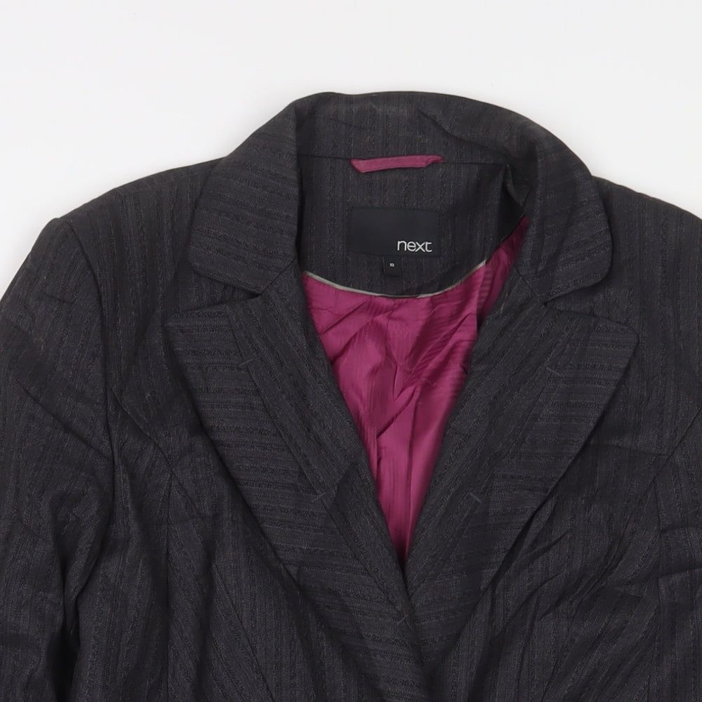 NEXT Womens Grey Striped Jacket Blazer Size 10 Button
