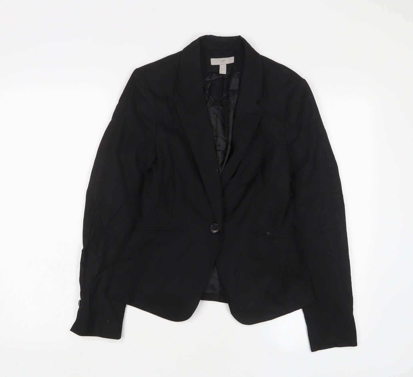 H&M Womens Black Jacket Blazer Size 8 Button