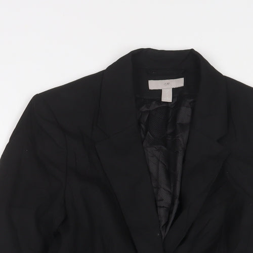 H&M Womens Black Jacket Blazer Size 8 Button