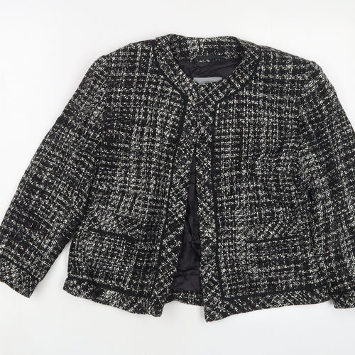 Marks and Spencer Womens Black Herringbone Jacket Size 14 - Open
