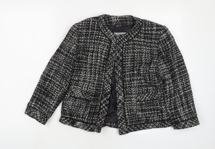 Marks and Spencer Womens Black Herringbone Jacket Size 14 - Open