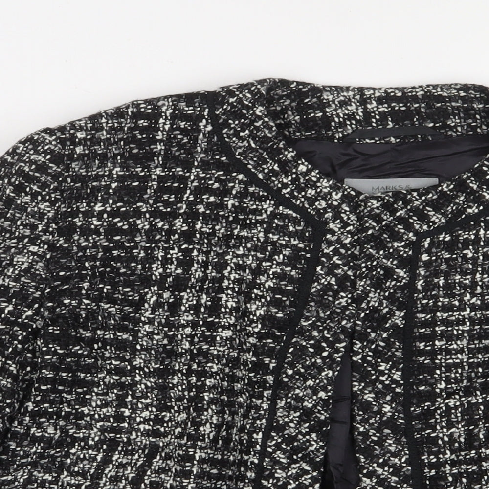 Marks and Spencer Womens Black Herringbone Jacket Size 14 - Open