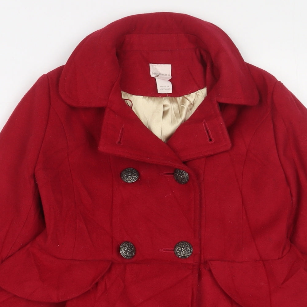 Monsoon Girls Pink Overcoat Coat Size 5-6 Years Button
