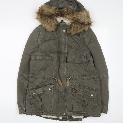 H&M Womens Green Jacket Coat Size 12 Zip