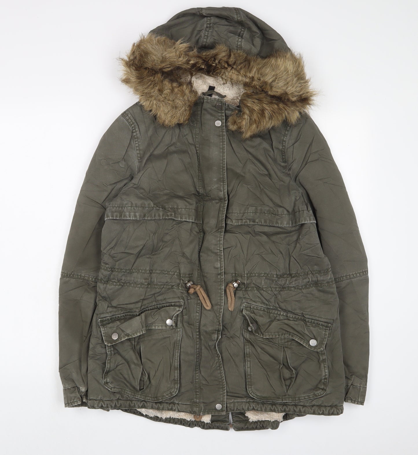 H&M Womens Green Jacket Coat Size 12 Zip