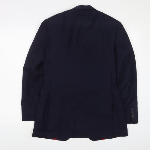 Jasper Littman Mens Blue Wool Jacket Suit Jacket Size 38 Regular