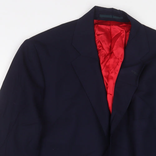 Jasper Littman Mens Blue Wool Jacket Suit Jacket Size 38 Regular