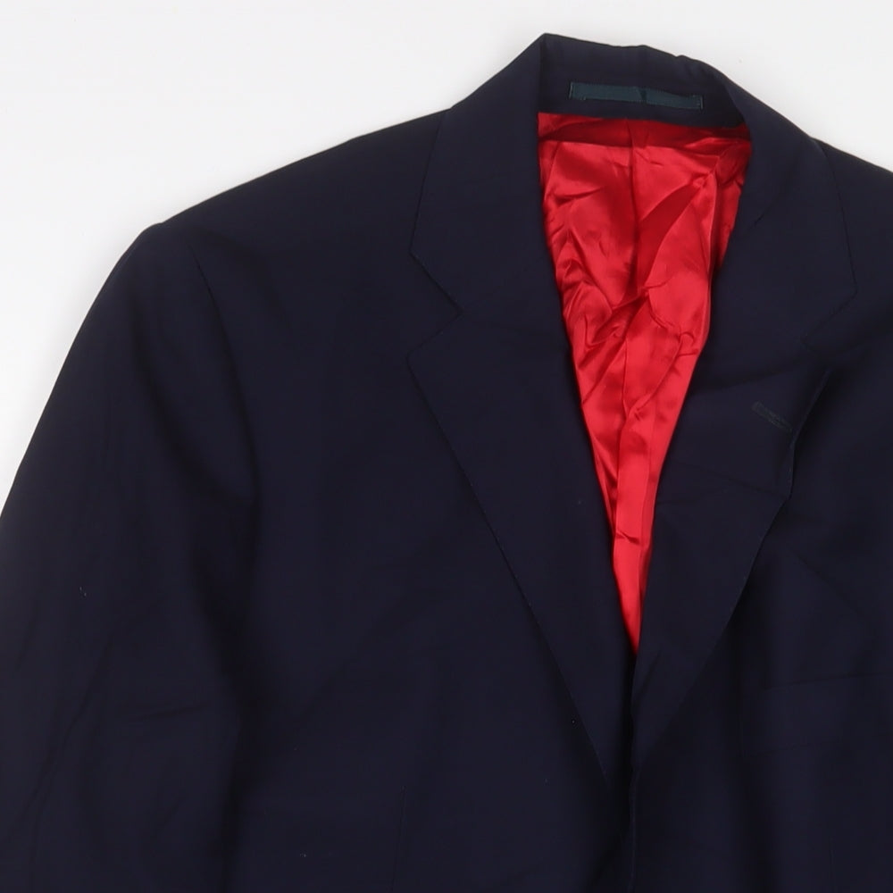 Jasper Littman Mens Blue Wool Jacket Suit Jacket Size 38 Regular
