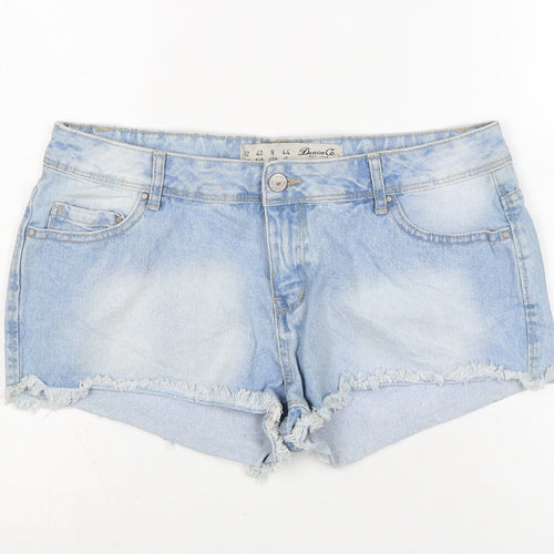 Denim & Co. Womens Blue Cotton Cut-Off Shorts Size 12 Regular Tie