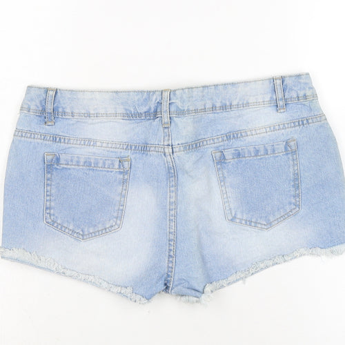 Denim & Co. Womens Blue Cotton Cut-Off Shorts Size 12 Regular Tie