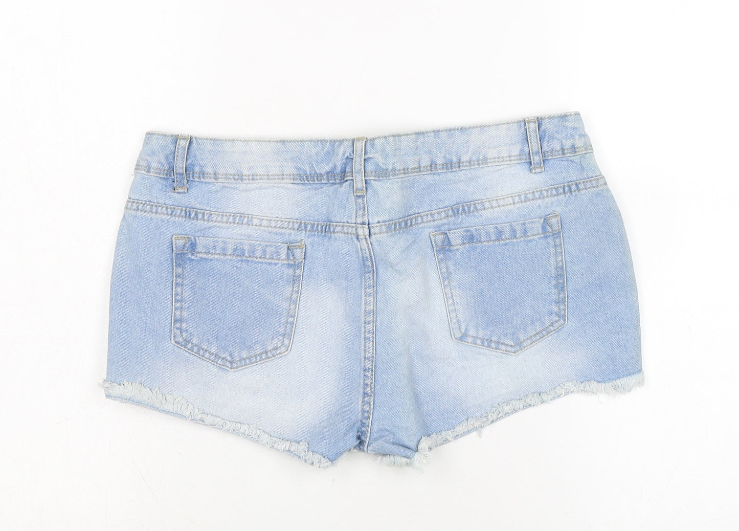 Denim & Co. Womens Blue Cotton Cut-Off Shorts Size 12 Regular Tie