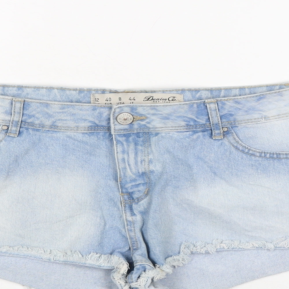 Denim & Co. Womens Blue Cotton Cut-Off Shorts Size 12 Regular Tie