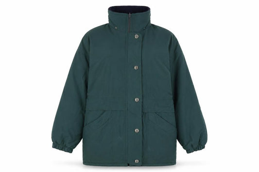 Front view of Rga women’s green anorak coat, size UK 16, zip