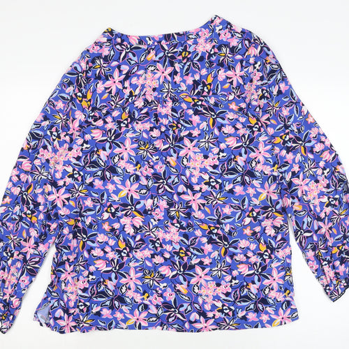 Damart Womens Ivory Floral Viscose Basic Blouse Size 14 V-Neck