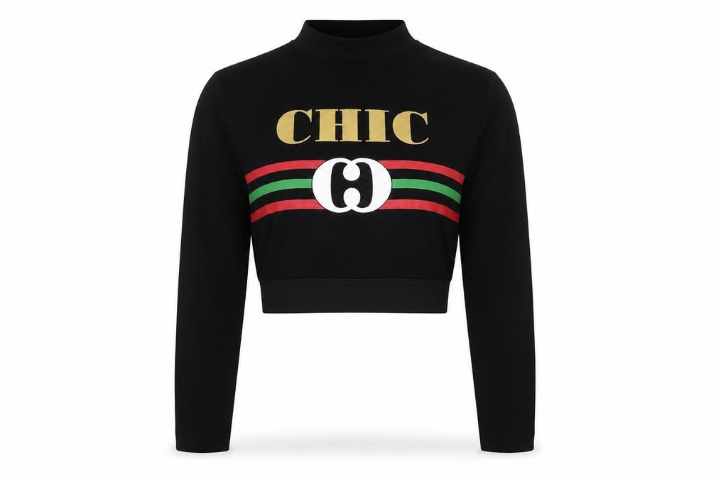 Select Womens Black Herringbone Cotton Cropped T-Shirt Size 10 Cowl Neck
