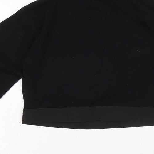 Select Womens Black Herringbone Cotton Cropped T-Shirt Size 10 Cowl Neck
