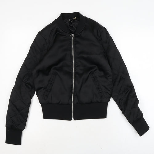 Divided Womens Black Bomber Jacket Jacket Size 6 Zip